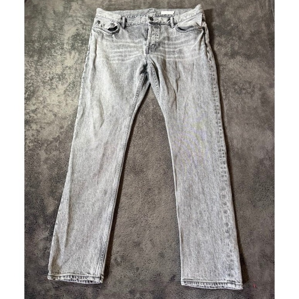 AllSaints Rex Slim Fit Grey Jeans Mens W36 L30 ME011Y Button Fly Denim